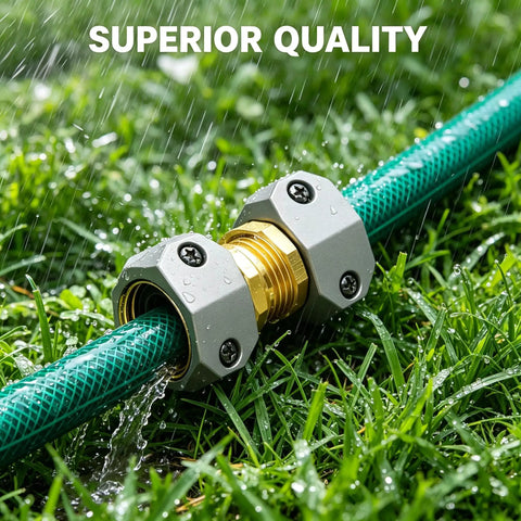 Rock Solid Garden Hose Repair Kit For 5/8 And 3/4 Inch Ends With Heavy Duty Aluminum Fittings And Zinc Clamps To Fix Leaks Fast On Taps Sprinklers And Outdoor Water Connections Like A Pro Now, garden hose splice in grass