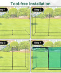 Four-step setup guide for Crop Cage Plant Protection Tent 4 x 8 x 6 Feet No Fuss Setup Easy To Install Garden Cage With Ground Buried Cloth