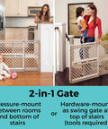 Top Shelf Adjustable Baby Gate For Kids And Toddlers Heavy Duty Plastic Child Safety Barrier offering no fuss installation 2-in-1 gate view.