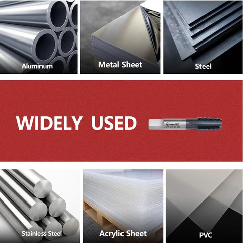 Pro Grade One Eighth Inch Twenty Seven NPT Pipe Tap In High Speed Steel With AD Plus Coating with materials: aluminum, metal sheet, steel, stainless steel, acrylic sheet, PVC