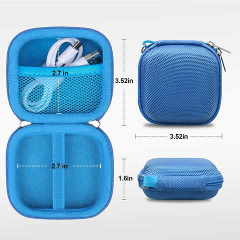 Hard Drive Carrying Case For Crucial X10 X10 Pro X9 X9 Pro Portable SSD 2TB 4TB 6TB 8TB EVA Shockproof, open view with mesh pocket containing cables, blue