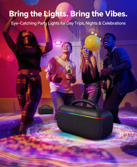 Portable Bluetooth Speaker 100W Peak Power 60W RMS SoundPulse 2.0 BassBoost Waterproof with TWS in party setting