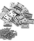 Straight Up Premium Stainless Steel Folding Butt Hinges For Cabinets, Silver Brushed Finish, 20 pack with mounting screws