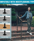 Tight Grip Hand Rails For Outdoor Steps Two Pack Adjustable Stair Railing Kit installed on brick and wood steps for safety.
