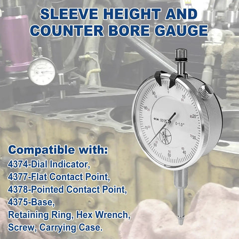 Pro Shop Sleeve Height And Counter Bore Gauge For All Diesel Engines Precision Cylinder Measurement Zero To One Inch Range in engine bay.