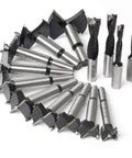 14 Piece Forstner Bit Set With Carbide Tips For Woodworking, Pro Grade Bits For Hard Wood, Plastic, And Plywood shown in array