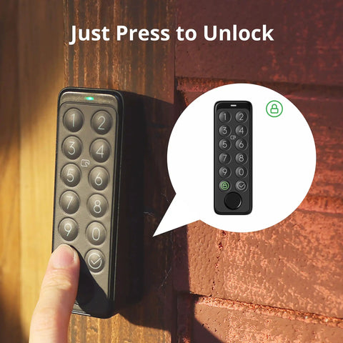 Fingerprint Smart Lock For Existing Deadbolt With Keypad Touch And Hub Mini Included Keyless Entry Password And NFC Card on wood door