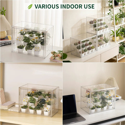 Clear Mini Indoor Greenhouse For Seed Starting And Propagation Easy To Use Tiny Tabletop Grow House With Magnetic Door Portable Seedling Starter Warmer For Home Gardening And Display