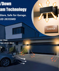 Outdoor Up Down Wall Light Fixture LED Porch Wall Lamp Modern Exterior Waterproof Aluminum Sconce For House Garage Front Door Garden Yard Patio 7.5W 240Lm 3000K illuminating a garage