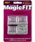 Square Felt Furniture Pads 1 1/4 To 1 3/8 Inch Self Adhesive Floor Protectors 4 Pack on colorful packaging with pads visible