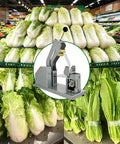 Semi Automatic Vegetable Strapping Machine Compact PE PVC Film Tying Tool Adjustable Tightness Bundler For Small Business Supermarket And Market Use featuring fresh cabbage in a grocery store.