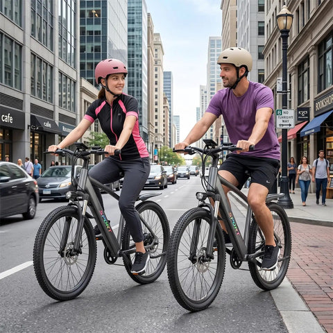 Riders on Awesome 1500W Peak Ebike For Adults With Removable 48V 12Ah Battery And 26 Inch Wheels Ideal For City Commutes And Cruising