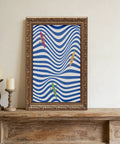Coastal Kayaking Wall Art Ocean Decor Poster Abstract Wave Print Rowing Artwork Minimalist Sea Room Decor Blue White Maritime Gift