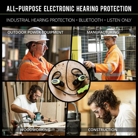 People using All Day Noise Blocking Earbuds With Bluetooth 5.0 27 dB NRR 79 dB Volume Limit OSHA Compliant Hearing Protection