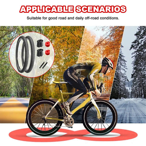 Image of cyclist with 26 Inch Mountain Bike Tire Set 26x1.95 With Schrader Valve Inner Tubes, Includes Tire Levers And Liners.