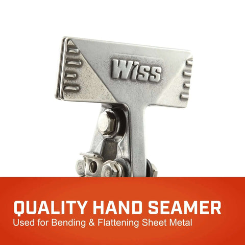 Close-up of Three Inch Straight Handle Hand Seamer WS3N Pro Grade Metal Bender, shown with durable alloy steel for precise bending.