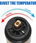Single Function Pressure Balance Cartridge Replacement For Tub And Shower Cartridge Only No Fuss Install Durable Build For Smooth Temperature Control And Leak Prevention Fits RP70538 Style showing temperature adjustment directions