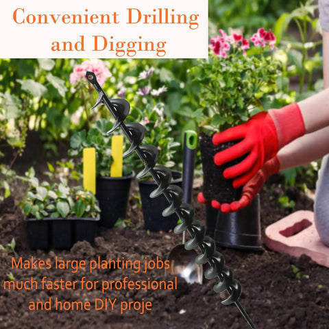 1.75 Inch Wide 24 Inch Long Earth Auger Drill Bit With Three Eighths Non Slip Hex Drive for Planting Trees in Garden