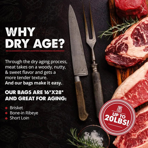 Dry Aging Bags For Meat Set Of 3 For Beef Steaks Brisket Or Bone In Up To 20 Lbs No Vacuum Sealer Needed Home Fridge Ager