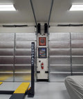 Heavy Duty 24 By 50 Ft Reflective Insulation Roll With R17 Foam Core Radiant Barrier installed in garage for effective heat blocking.