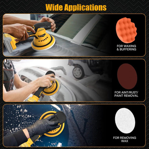 Cordless Car Buffer Polisher Kit 6 Inch Brushless Dual Action Orbital Polisher With 8 Speed Settings for Detailing