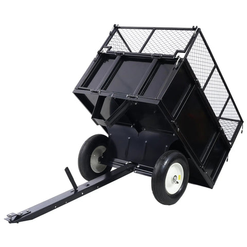 Heavy Duty Steel Dump Trailer 22 Cu Ft Capacity With All Terrain Tires 750 Lb Load Ideal For Rural Property Maintenance