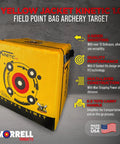 Yellow Jacket Kinetic One Point Zero 65 Pound Portable Field Point Archery Target Bag with two sides and ten bullseyes