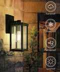 Outdoor Wall Sconce Lantern Built To Last Weatherproof Porch Light With Clear Glass Shade Rustproof Exterior Lighting E26 Socket