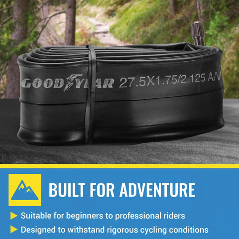 27.5 Inch Bike Tube 1.75-2.125 With Butyl Rubber, Durable Puncture-Proof Mountain Bike Inner Tube on textured surface