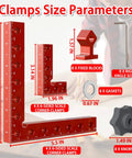 Eight Piece Corner Clamps With Box For Woodworking Aluminum Alloy 90 Degree Right Angle Clamp Set size parameters display