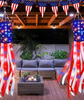 Pair Of 60 Inch American Flag Windsocks With Red White Blue LED Lights For Outdoors Patriotic Fourth Of July Memorial Day Decor