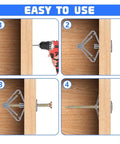 Easy installation steps for Heavy Duty Plastic Toggle Wall Plugs For Drywall And Plasterboard Installations Hollow Wall Expansion Anchors Kit