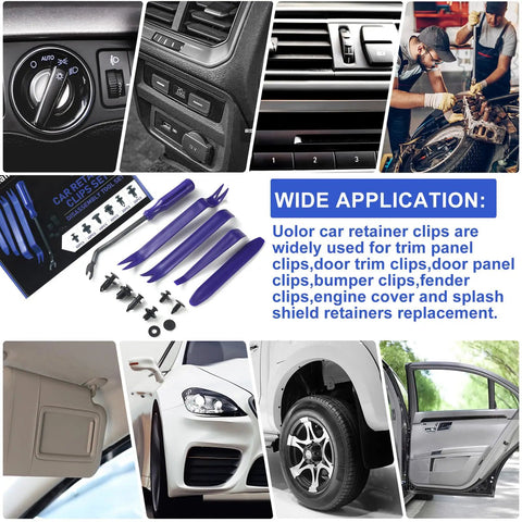 All In One 265 Piece Car Bumper Retainer Clip Kit With Six Size Plastic Rivets Auto Fasteners Push Pins For Door Trim Panels