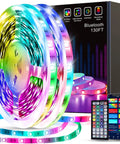 Ultra Long RGB LED Strip Lights 130ft Two Rolls Of 65ft Each With App Control Music Sync And Color Changing Modes displayed on box