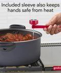 Person using Must Have Everyday Digital Food Thermometer With Stainless Steel Probe Instant Read For Quick Accurate Temps in pot