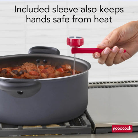 Person using Must Have Everyday Digital Food Thermometer With Stainless Steel Probe Instant Read For Quick Accurate Temps in pot