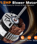 Rugged Half HP Blower Motor 1075 RPM 3 Speed 115V 8A 48 Frame Sleeve Bearing With 10uF 370V Capacitor Included in action