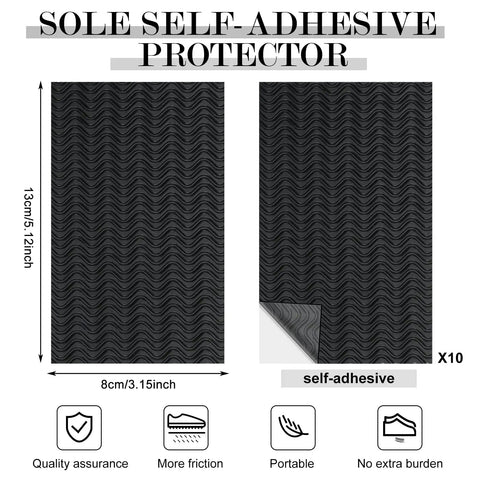 10 Pcs No Slip Shoe Sole Grip Pads Self Adhesive Rubber Traction Sheets For Leather And Smooth Soles Black 3.1 By 5.1 Inches