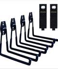Heavy Duty Wall Mount Garage Hooks Set Four Pack With Extension Cord Holder Straps Seven And A Half Inch Long Double Bar Hangers