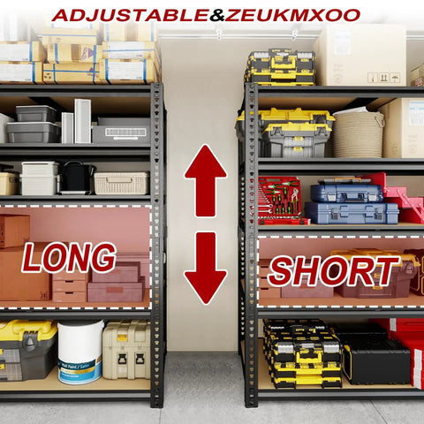 Heavy Duty 5-Tier Garage Shelving Unit With 2400 Lb Capacity, Adjustable Steel Storage Racks For Carport, Warehouse Or Basement, 72 Inch High By 40 Wide By 20 Deep, Industrial Grade Organization in garage storage