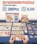 3D Wooden Puzzle Kit With LED Music Box For Adults And Teens Buildable Wooden Model Kit With Rotating Seats Lights And Music STEM Gift Idea For Christmas Hands On Challenge That Delights And Teaches Crafting Logic And Patience. 280 pieces wooden tea cups model