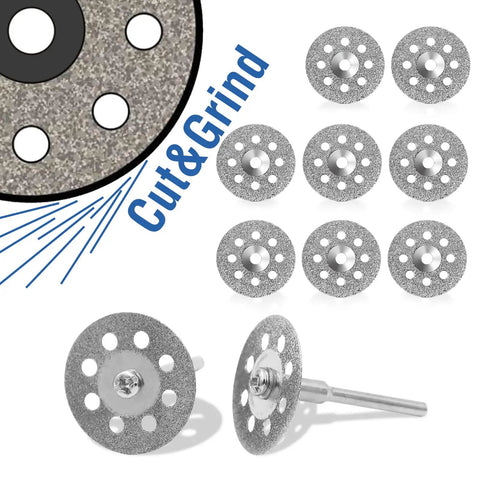 Diamond Cutting Wheel Set For Rotary Tools With 22mm Mandrel, 10 Coated Cut Off Discs For Dremel And Similar Tools, Ultra Sharp For Glass, Ceramic, Tile, Stone, Metal And Gemstone Cutting
