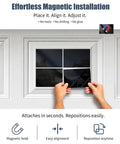 Hands installing Faux Mirror Garage Window Panels Kit, 32-Piece Magnetic Window Inserts For 2-Car Garage Doors, Tool-Free Install In About 10 Minutes
