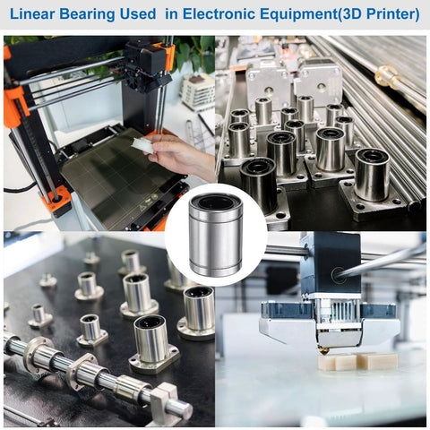 LM6LUU linear bearings, 6mm bore, 12mm OD, 35mm length, 4 pcs, steel with rubber seals for CNC/3D printers
