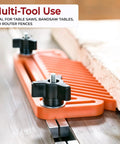 Rock Solid Table Saw Featherboard Replacement For 71553 Fence Keeps Timber Dead Nuts Secure Pack Of 2 Orange Polymer Workpiece Clamp Mounts With Height Adjustment Knobs And Hex Hardware on table saw rail.