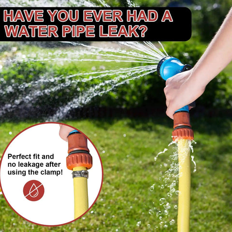 Hand holding hose with perfect fit, no leakage after using 120 Piece PEX Clamps Kit With Pliers Heavy Duty Stainless Steel Cinch Crimp Rings