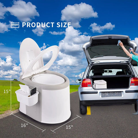 Lightweight Portable Travel Toilet For Camping And Hiking In Gray And White Large Capacity Inner Bucket Easy To Carry At About 6 Lbs