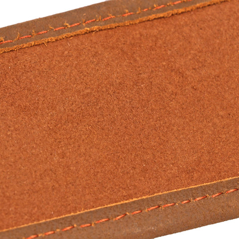 Close-up of canvas leather detail on rifle sling; part of Canvas Leather Rifle Sling With 14 Shell Slots For 22 Caliber Ammunition Storage