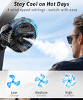 Magnetic Golf Cart Fan With Mist And Light 12000mAh Power Bank attached to cart, misting over shoulder in outdoor setting
