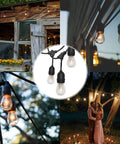 52 Ft Outdoor String Lights With 30 Incandescent Bulbs UL Listed Commercial Quality Edison Patio Cafe Market Lights